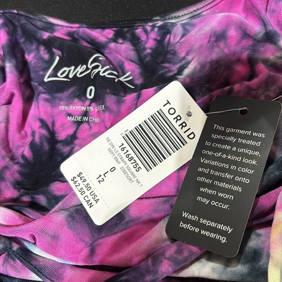 Torrid Lovesick Long sleeve square neck strappy cut out detail tie-dye - Picture 8 of 9